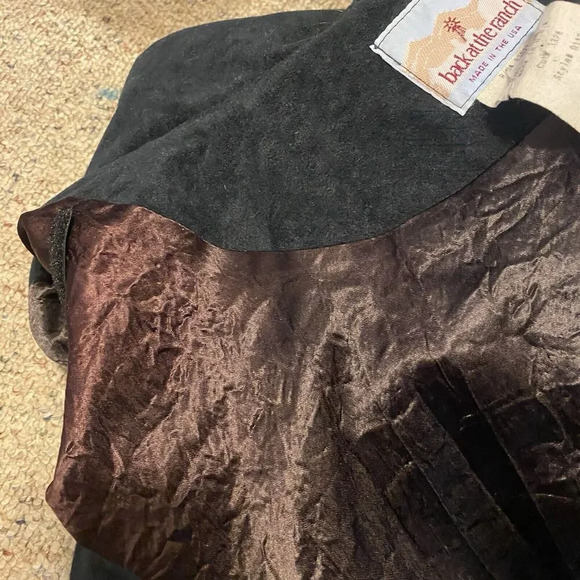 VTG Back At The Ranch Western Black Sued Suit Jacked Blazer Women Sz L 2 Button - Picture 7 of 12